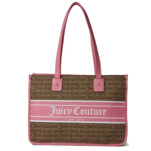 Juicy Couture Pink 90’s Y2K Fashionista Tote Handbag Pink and Brown